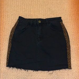 black skirt with cheetah accents
